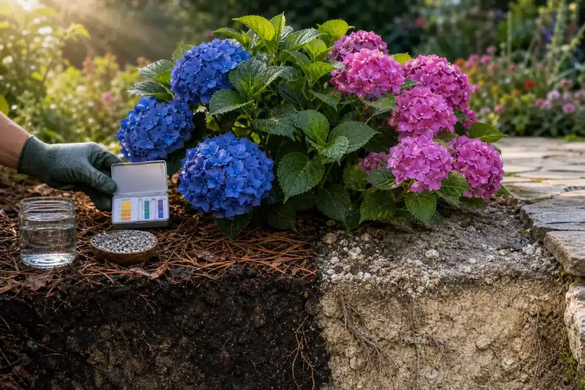 Vos hortensias bleus redeviennent roses : ce qui se passe dans votre sol, et comment les garder bleus