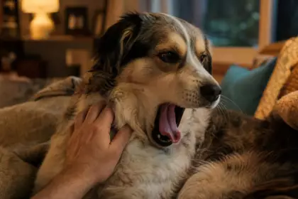 Votre chien bâille quand vous le caressez : loin d’être de l’ennui, ce bâillement exprime tout autre chose selon les éducateurs canins